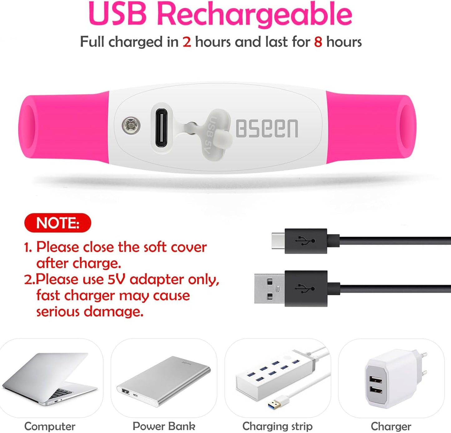 Led Dog Collar,  USB Rechargeable Flash Dog Necklace Light, Pet Safety Collar Makes Your Beloved Dogs Be Seen at Night for Small Medium Large Dogs(Pink)